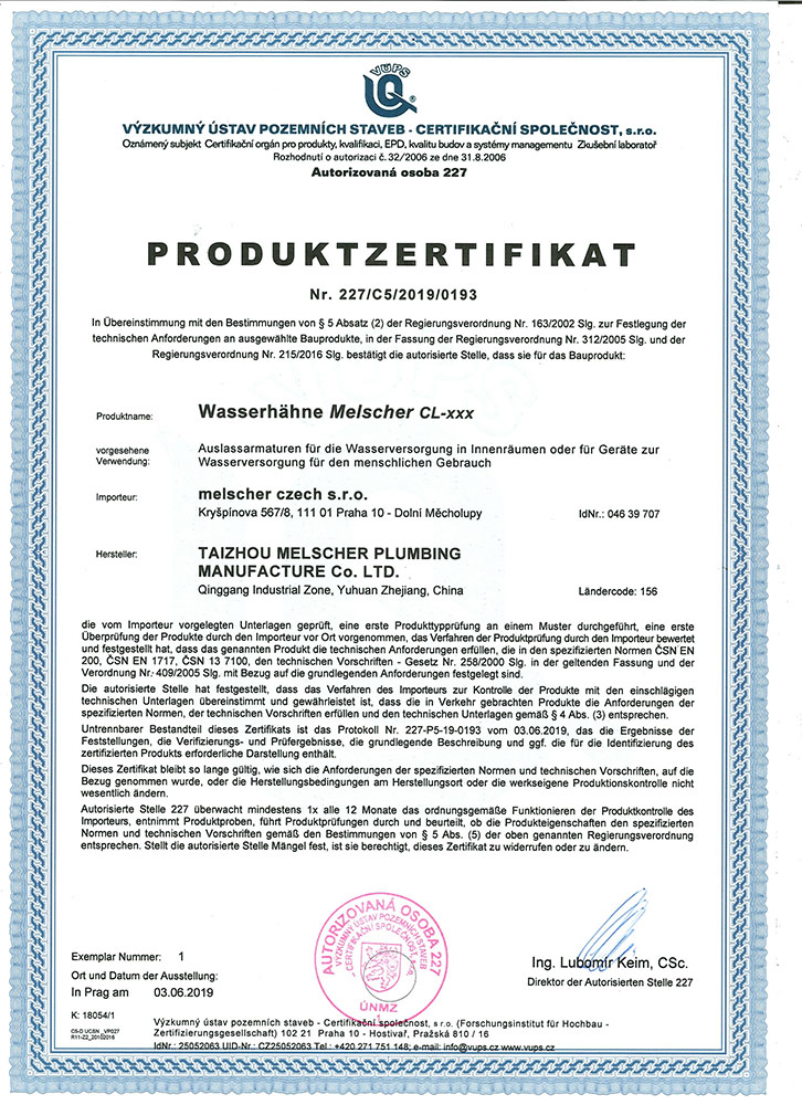 Certifikát NJ - CL